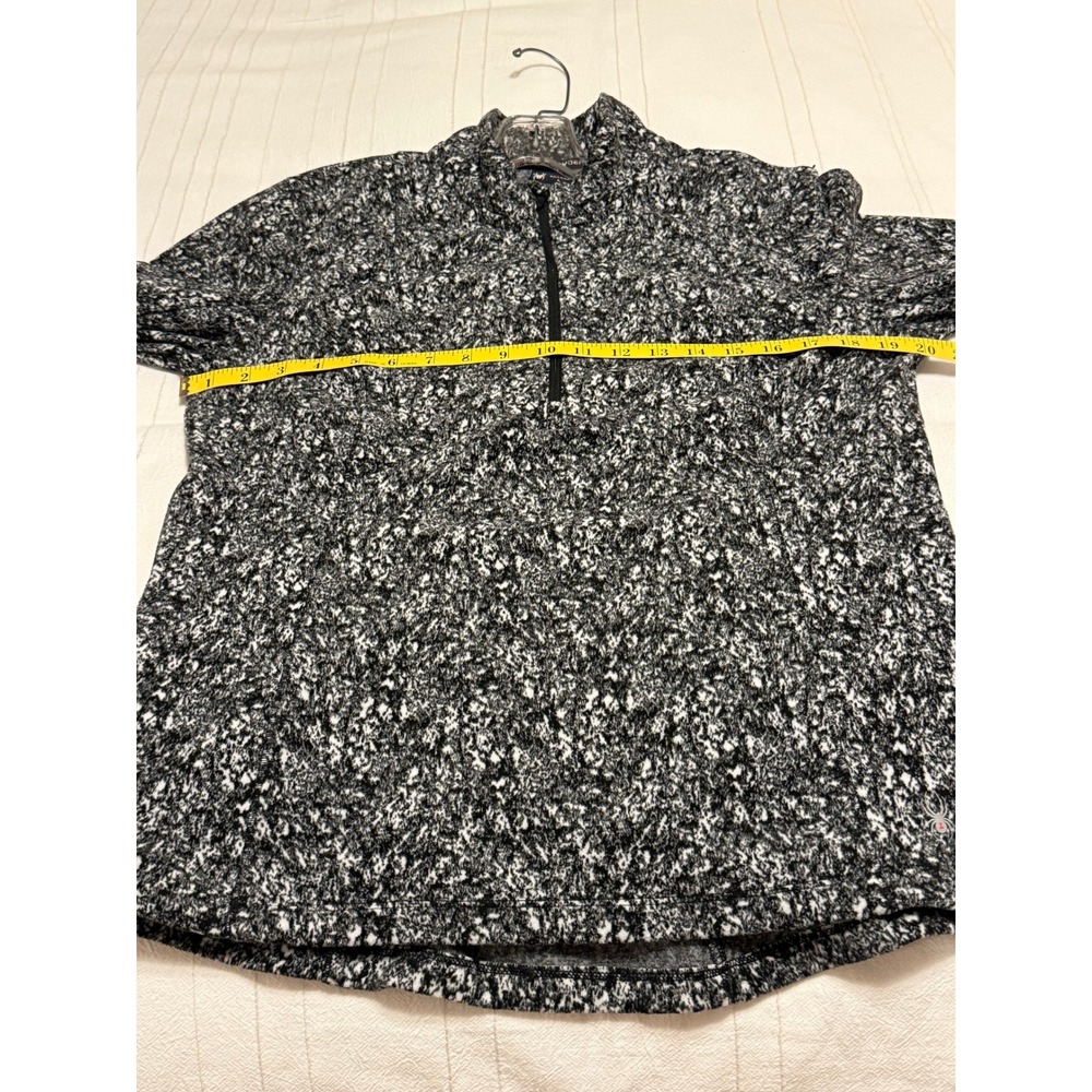 Spyder Active Black White Marled Fleece Quarter Zip Pullover Women's L Ski Layer - Picture 4 of 7
